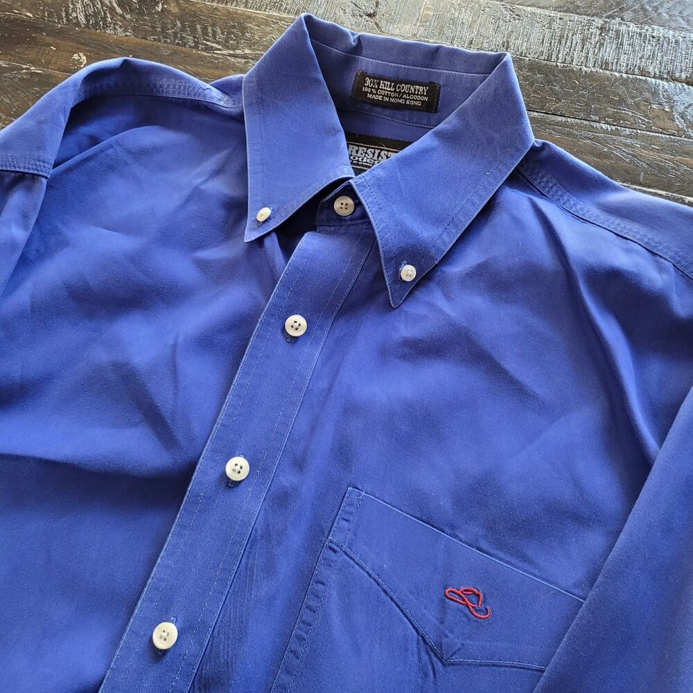 Resistol Rodeo Gear Mens Shirt L Button Up Western Cowboy Blue Workwear